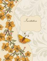 Vintage invitation card with ornate elegant retro abstract floral design vector