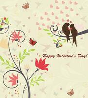 Vintage Valentine card with ornate elegant retro abstract floral design vector