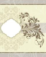 Vintage invitation card with ornate elegant retro abstract floral design vector