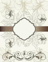 Vintage invitation card with ornate elegant retro abstract floral design vector