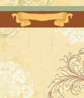 Vintage invitation card with ornate elegant retro abstract floral design vector