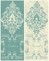 Set of two 2 vintage invitation cards with ornate elegant retro abstract floral design vector