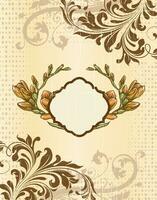 Vintage invitation card with ornate elegant retro abstract floral design vector