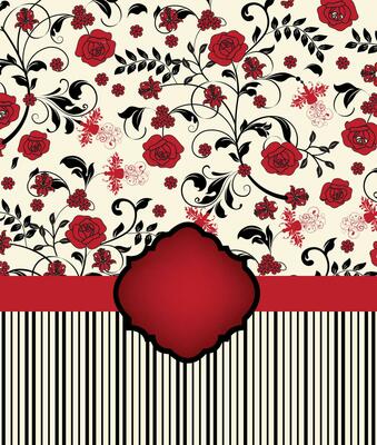 Vintage invitation card with ornate elegant retro abstract floral design