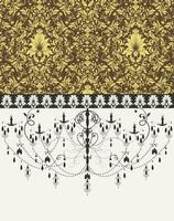 Vintage invitation card with ornate elegant retro abstract floral design vector