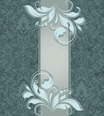 Vintage invitation card with ornate elegant retro abstract floral design