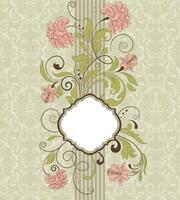 Vintage invitation card with ornate elegant retro abstract floral design vector