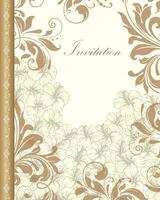 Vintage invitation card with ornate elegant retro abstract floral design vector