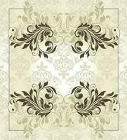 Vintage invitation card with ornate elegant retro abstract floral design vector