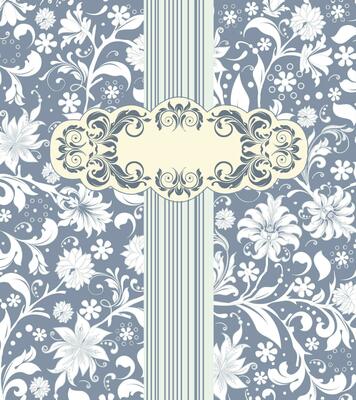 Vintage invitation card with ornate elegant retro abstract floral design