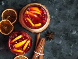 Festive Christmas sangria or mulled wine drinks photo