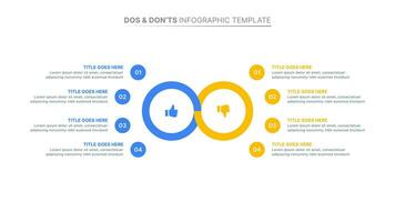 dos y no hacer comparación infografía diseño modelo vector