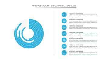 Estadísticas porcentajes gráfico infografía diseño modelo con Siete opciones vector