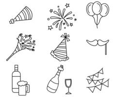 happy new year icon in line style vector