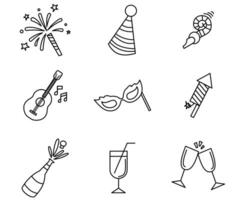 set of happy new year icons vector