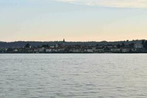 a view of a town from the water photo