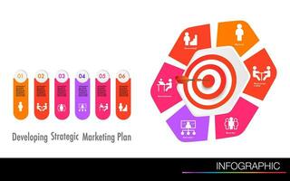 Infographic 6 step develop marketing strategic plan and road map for business chart to present data, progress, direction, clean design vector