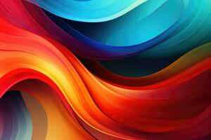 AI generated abstract background with smooth lines in red, orange and blue colors, Abstract background, Colorful swirling shapes in motion, Digital art for posters, flyers, banners, or design photo