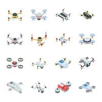 Trendy Collection of UAV Isometric Icons vector