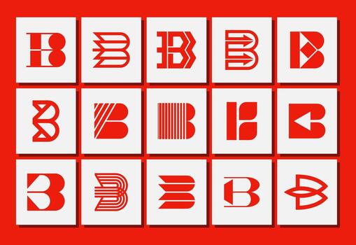 Bundle of line abstract initial letter B logo design vector