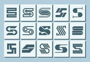 Collection of modern line letter S logo brand design vector