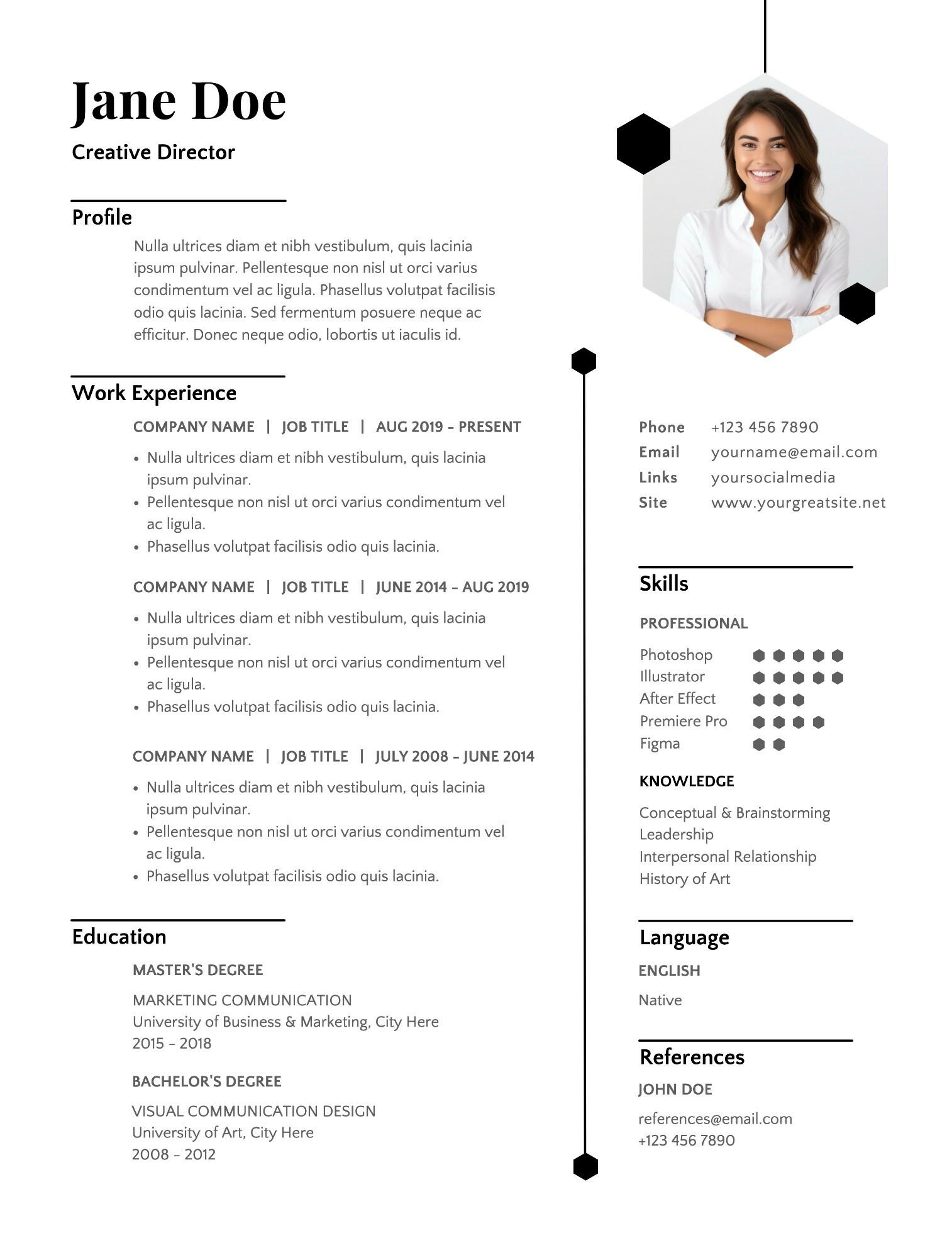 Resume with Minimalist Style in Black and White