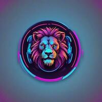 gamer lion logo, minimalism, vector, neon light photo