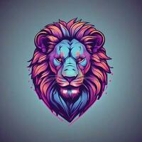 gamer lion logo, minimalism, vector, neon light photo