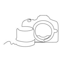 Camera Continuous single line vector art drawing and illustration