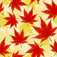 Vector seamless pattern with red maple leaves