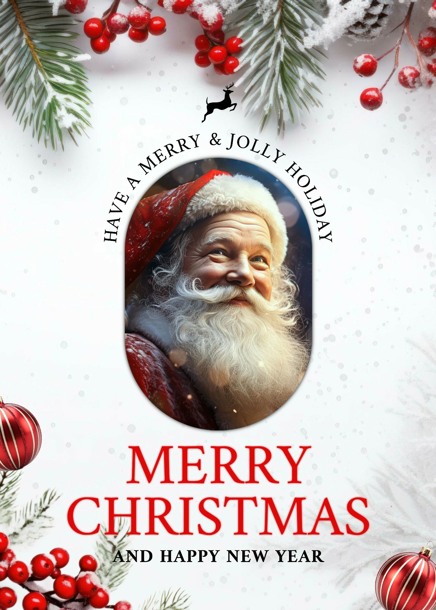 White Christmas With Santa Greeting Card