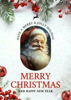 White Christmas With Santa Greeting Card template