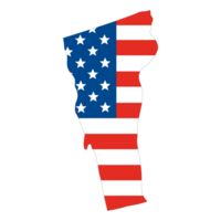 Karte von Vermont mit USA Flagge. USA Karte png