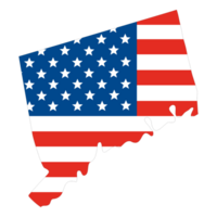 Connecticut mapa com EUA bandeira. EUA mapa png