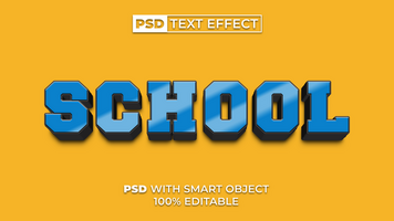 Blue School Text Effect 3D Style. psd