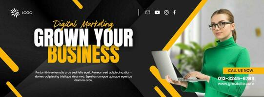 Yellow and Black Digital Marketing Facebook Cover template