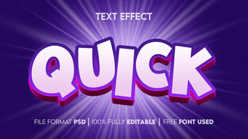 Quick editable 3d text effect psd