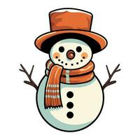 feliz navidad muñeco de nieve ilustración vectorial vector