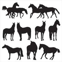 Horses silhouette set vector illustration, Collection of Horse silhouette