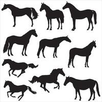 Horses silhouette set vector illustration, Collection of Horse silhouette