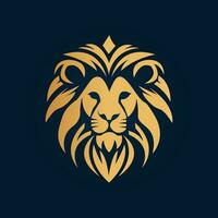 lion head vector logo design isolated on black background