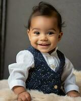 AI generated closeup Portrait smiling babyGenerated Image photo