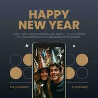 Minimal Gold Gray New Year Celebration for LinkedIn Post template