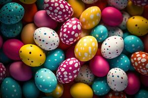 AI generated Easter eggs background photo