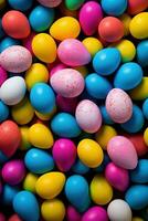 AI generated Easter eggs background photo