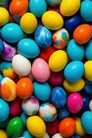 AI generated Easter eggs background photo