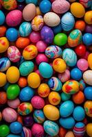 AI generated Easter eggs background photo