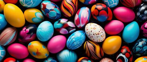 AI generated Easter eggs background photo