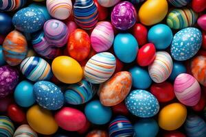 AI generated Easter eggs background photo