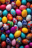 AI generated Easter eggs background photo
